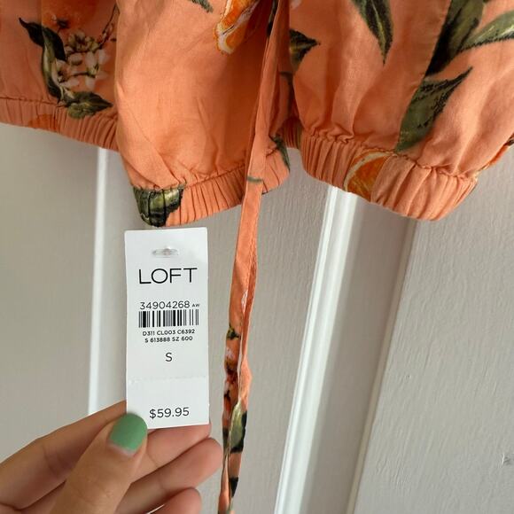NWT Loft Orange Harvest Cris Cross Cropped Top Cotton Size Small - Picture 6 of 7